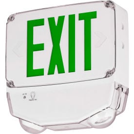 Hubbell CWC1GW-CT LED Combo Exit/Emerg Light Wet Listed Green Letters White One Face Cold Temp. CWC1GW-CT