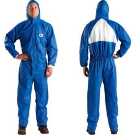 3M™ Disposable Coverall Knit Cuffs Attached Hood Blue Medium 4530-BLK-M 25/Case 7000109034