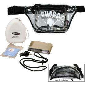 Kemp USA Hip Pack w/ Guard Logo & Mesh Drain & Lifeguard Essentials Supply Pack Clear 5 Pieces 10-103-CLR-MSH-S2