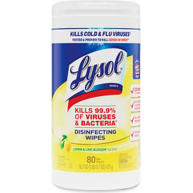 Lysol® Disinfecting Wipes Lemon & Lime Blossom® 80 Wipes/Canister 3 Canisters/Pack 19200-84251