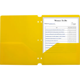 C-Line® Two-Pocket Poly Portfolio Folder with 3-Hole Punch Yellow 25/Set 33936-BX