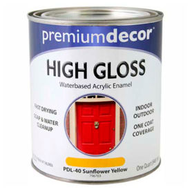Premium Dcor Waterborne Acrylic Enamel Gloss Finish Sunflower Yellow Quart - 796703 796703