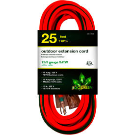 GoGreen™ Power® SJTW Heavy Duty Extension Cord 1 Outlet 12/3 Gauge 25'L Black GG-14025BK