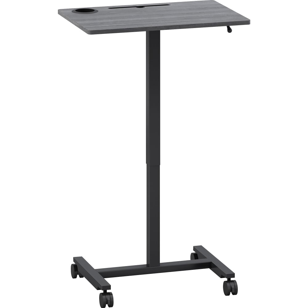 Lorell 20inW Height-Adjustable Mobile Computer Desk, Weathered Charcoal MPN:84837