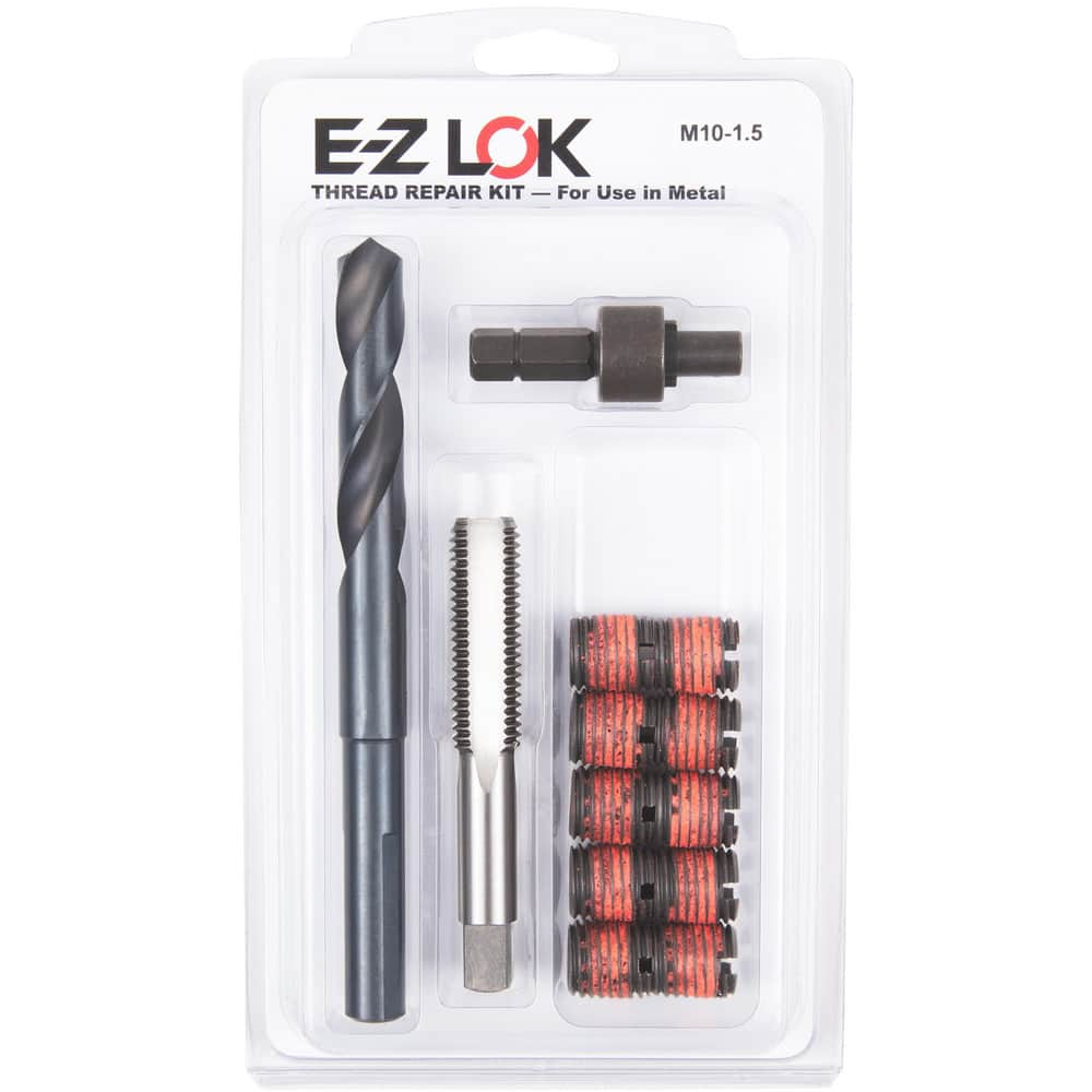 Thread Repair Kits, Kit Type: Thread Repair Kit , Insert Thread Size (mm): M10x1.50 , Includes Drill: Yes , Includes Tap: Yes  MPN:EZ-450-10