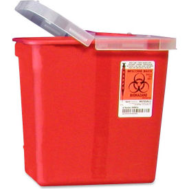 Covidien 2-Gallon Biohazard Sharps Container with Hinged Lid 10-1/2