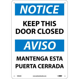 Bilingual Aluminum Sign - Notice Keep This Door Closed ESN2AB