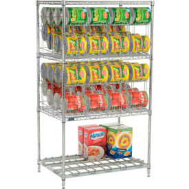 Nexel® CR2436DS Can Rack System 3 Tier Chrome Bottom Dunnage Shelf 36