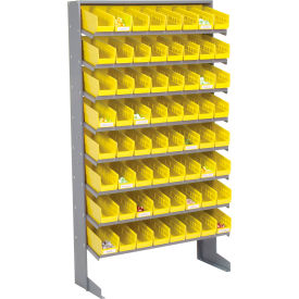 GoVets™ 8 Shelf Floor Pick Rack - 64 Yellow Plastic Shelf Bins 4 Inch Wide 33x12x61 426YL603