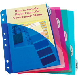 C-Line Products Mini Size 5-Tab Poly Index Dividers Assorted Colors with Slant Pockets 60/Set 03750-BX