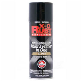 X-O Rust 12 oz. Aerosol Rust Preventative Paint & Primer In One Safety Black Gloss - 125737 125737