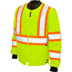 Tough Duck Men's Quilted Safety Freezer Jacket LT Fluorescent Green S43241-FLGR-LT