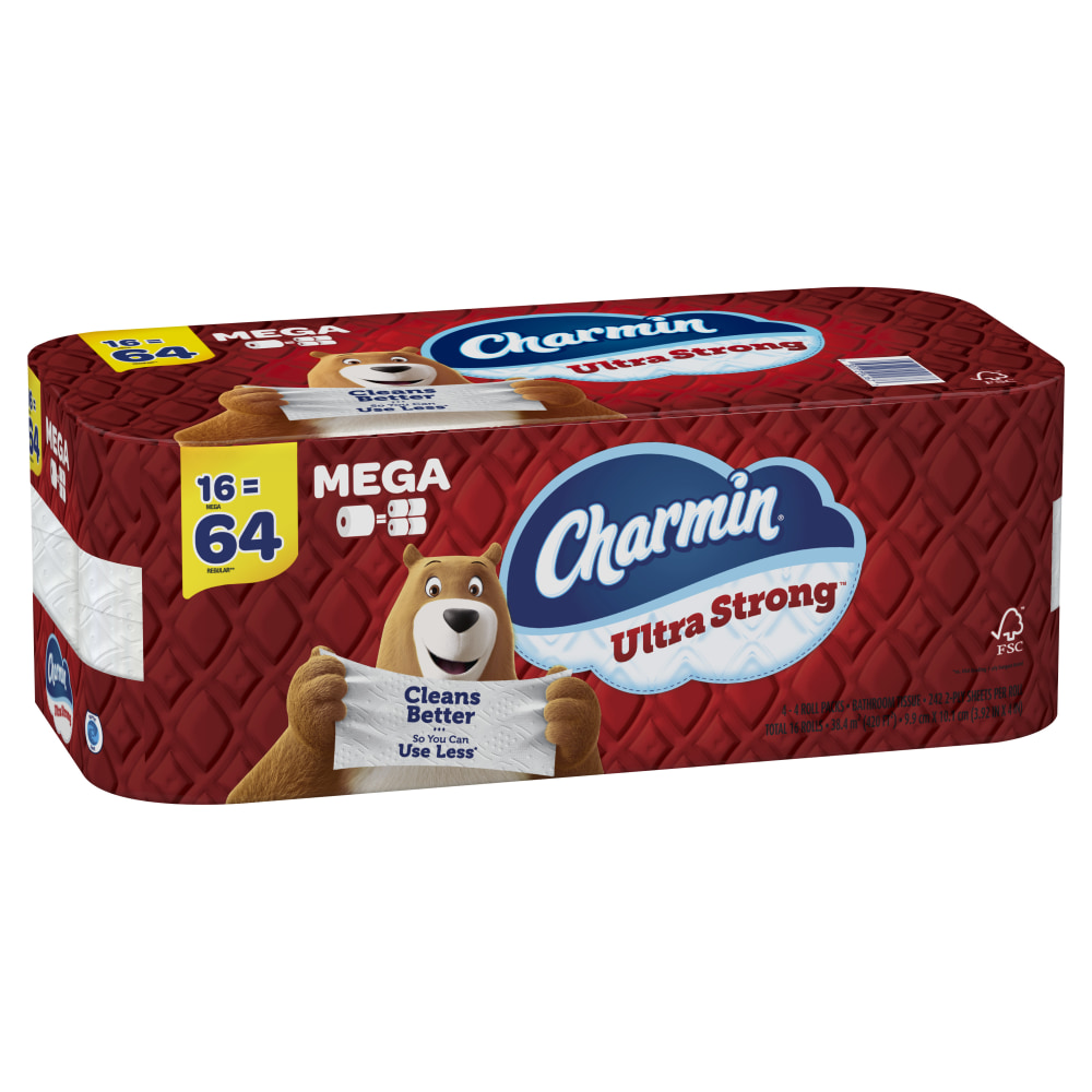 Charmin Ultra Strong 2-Ply Bathroom Tissue Rolls, 4in x 4-1/2in, White, 242 Sheets Per Roll, Pack Of 16 Rolls (Min Order Qty 3) MPN:04167