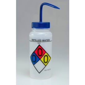 Bel-Art Safety-Labeled 4-Color Distilled Water WM Wash Bottles 500ml (16oz) PE w/Blue PP Cap 4Pk 117160004