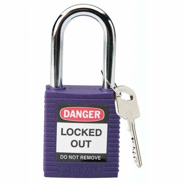 Lockout Padlock: Keyed Different, Key Retaining, Nylon, Nylon Shackle, Purple MPN:104919