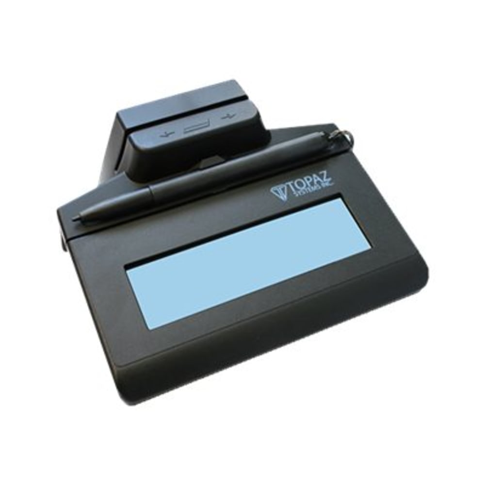 Topaz SigLite TM-LBK460-BSB-R Signature Pad - Passive Stylus - TAA Compliant - 4.40in x 1.30in Active Area - Wired - Black LCD - Backlight - Serial MPN:TM-LBK460-BSB-R