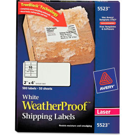 Avery® White Weatherproof Laser Shipping Labels 2 x 4 500/Pack 5523