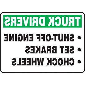 AccuformNMC Truck Drivers-Shut Off Engine Sign Mirror Image Adhesive Vinyl 10