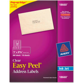 Avery® Easy Peel Inkjet Mailing Labels 1 x 2-5/8 Clear 300/Pack 18660******