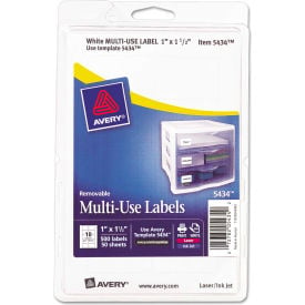 Avery® Print or Write Removable Multi-Use Labels 1 x 1-1/2 White 500/Pack 05434