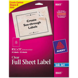 Avery® Full-Sheet Inkjet Labels 8-1/2 x 11 Clear 25/Pack 8665