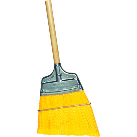 Milwaukee Dustless Upright Angled Broom Yellow Flagged Polypropylene with Wooden Handle - Pkg Qty 12 437210