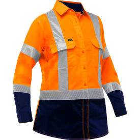 Pip  Bisley® Airflow™ Women's Long Sleeve Shirt Class 2 L Hi-Vis Orange/Navy W6491H-ON/L313