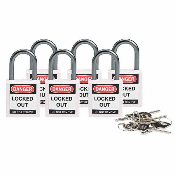 Lockout Padlock: Keyed Alike, Key Retaining, Nylon, 1