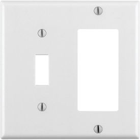 Leviton 80405-W 2-Gang 1-Toggle 1-Decora/GFCI Device Combination Wallplate Standard Size - Pkg Qty 25 80405-W