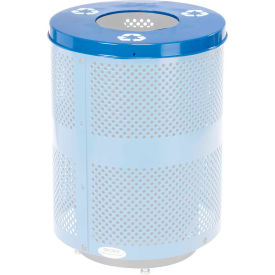 GoVets™ Flat Lid - 36 Gallon Blue w/ Recycle Logos CP799261