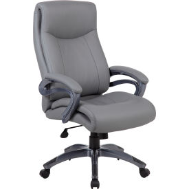 Boss Executive Office Chair with Arms and Pillow Top - Vinyl - High Back - Gray B8661-GY