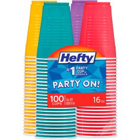 Hefty® Easy Grip Disposable Plastic Party Cups 16 oz Assorted Colors Pack of 400 C2-1637