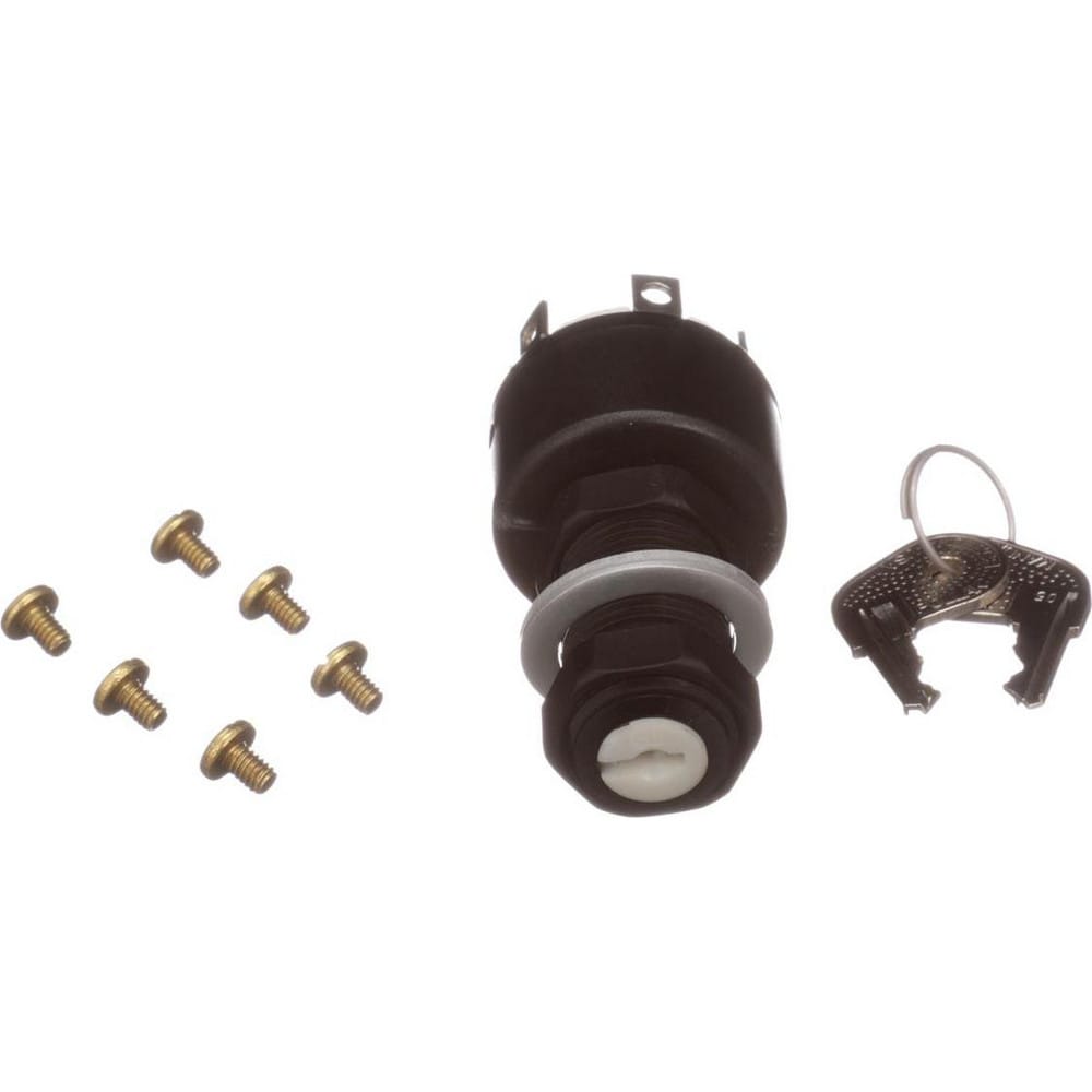 Automotive Switches, Switch Type: Ignition Switch-12v , Number Of Connections: 4 , Contact Form: 10-32 Stud , Sequence: ACC-Off-On/ACC-Start , Amperage: 30  MPN:33-104P