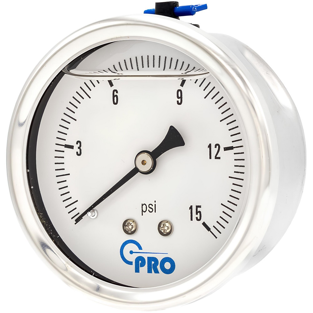 Pressure Gauges, Gauge Type: Pressure Single Scale , Scale Type: Single , Accuracy (%): 3-2-3% , Dial Type: Analog , Thread Type: NPT  MPN:PRO-202L-254B-1