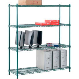 Nexel® 4 Shelf Poly-Green® Wire Shelving Unit Starter 54