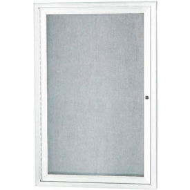 Aarco 1 Door Aluminum Framed Enclosed Bulletin Board White Powder Coat - 18