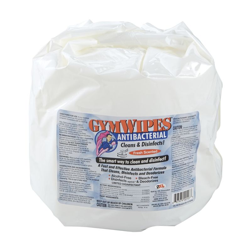 2XL GymWipes Antibacterial Towelettes Bucket Refill - For Multi Surface - 700 / Bag - 4 / Carton - Phenol-free, Hygienic, Anti-bacterial, Disinfectant, Disposable, Bleach-free, Alcohol-free, Disposable, Absorbent - White MPN:L101CT