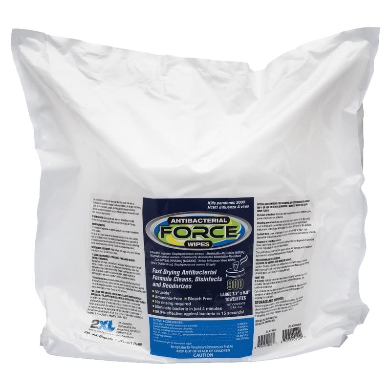 2XL Force Antibacterial Wipes Refill, 6in x 8in, White, Pack Of 900 (Min Order Qty 2) MPN:L4014