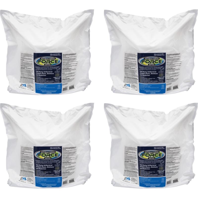 2XL Antibacterial Force Wipes Bucket Refill - 900 / Bag - 4 / Carton - Non-irritating, Soft, Hygienic, Durable, Absorbent, Anti-bacterial, Disposable, Disinfectant - White MPN:L4014CT