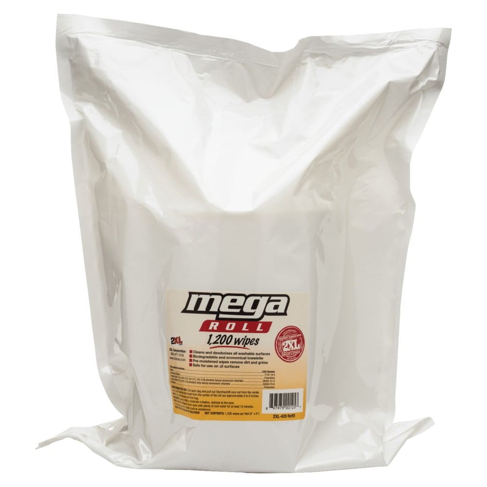 2XL Mega Roll Wipes Refills, 8in x 8in, 1,200 Wipes Per Roll (Min Order Qty 2) MPN:L420