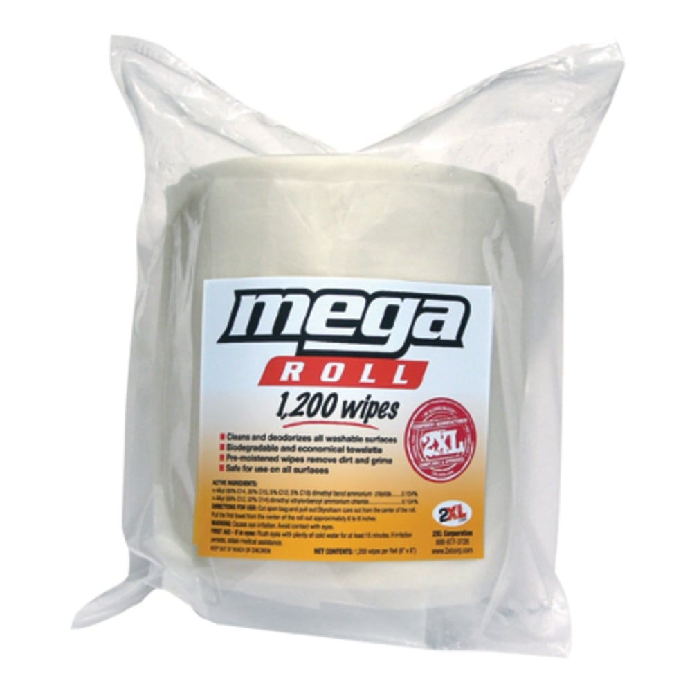 2XL Mega Roll Wipes Refill - 1200 / Roll - 2 / Carton - Phenol-free, Alcohol-free, Bleach-free, Perforated - White MPN:L420CT