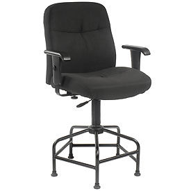 Interion® Big & Tall Stool with Adjustable Arms Fabric Black 554506