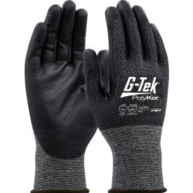 G-Tek® PolyKor® Seamless Knit Blended CR Gloves PU Coated ANSI A4 3XL Black 12 Pair 16-541/3XL