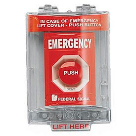 Push Station With Sounder And Cover Emergency Red PSEMSC-R