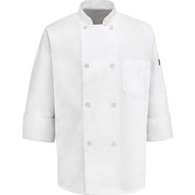 Chef Designs 8 Button-Front Chef Coat Thermometer Pocket Pearl Buttons White Poly/Cotton XS 0413WHRGXS