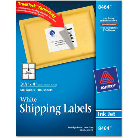 Avery® Shipping Labels with TrueBlock Technology 3-1/3 x 4 White 600/Box 8464