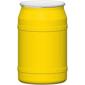 Eagle 55 Gal. Yellow Plastic Open-Head Straight Lab Pack Drum 1656M - Metal Lever Lock 1656M