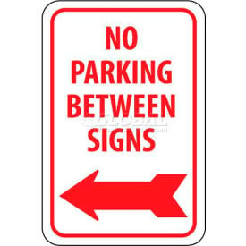 NMC TM31G Traffic Sign No Parking Between Signs W/Left Arrow 18