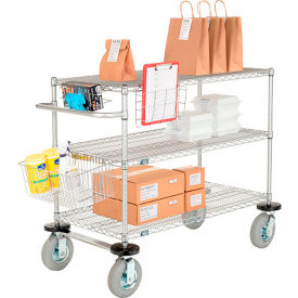 Nexel® Chrome Curbside Cart w/3 Shelves & Pneumatic Casters 1200 Ib 60