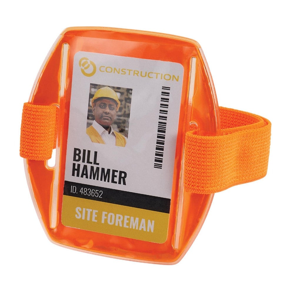 Badge Holders, Material: Vinyl , Horizontal/Vertical Holder: Vertical , Overall Length: 4.25 , Color: Orange , Color: Orange  MPN:19958